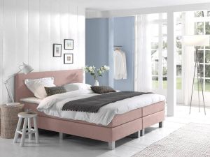 Anno 1588 VEDO Boxspringset Pocketvering Luxe Topper Roze 180x200 Gratis bezorging