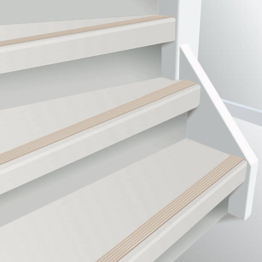 Antisliprubbertape.com ​Anti slip trap strip zelfklevende tape creme rol 5 meter​ 2 8cm