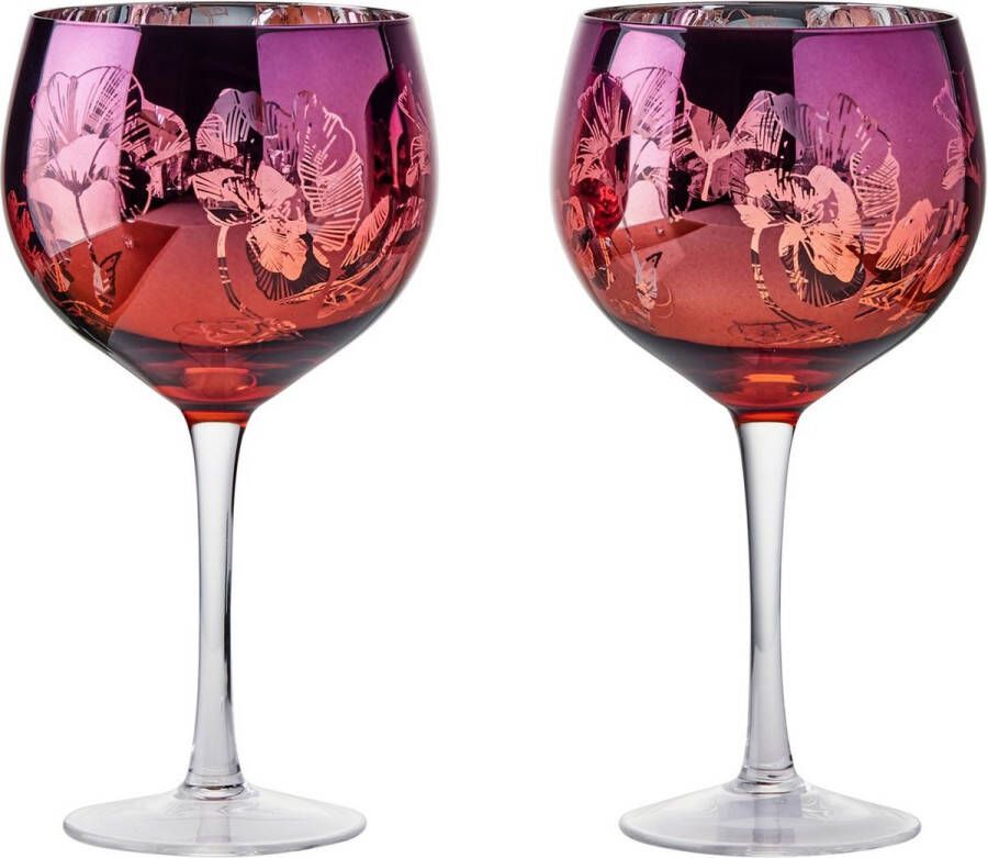 Anton Studio Designs London set van 2 gin glazen uit de Bloom collectie oranje roze 70 cl 22 cm