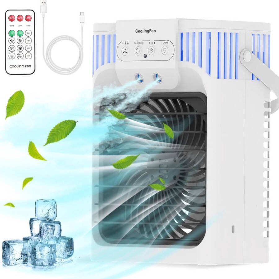 Anveltech Mobiele Airco Zonder Afvoer Mobiele Aircooler Draagbare Airco Mobiele Airco voor Slaapkamer met 3 snelheden- Wit
