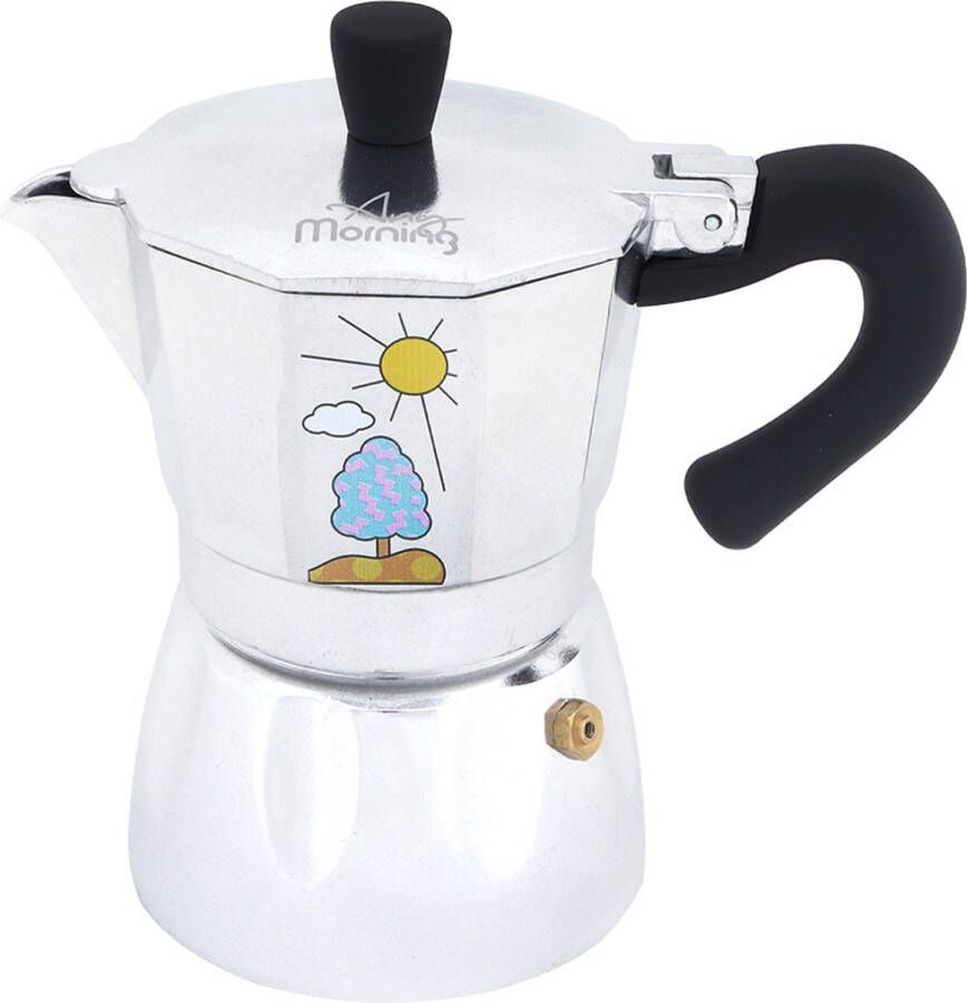 Any Morning Koffie Percolator Espressomaker voor Inductie Kookplaat Koffiemaker Koffiezetapparaat Mokkapot Koffiemaker 3 Kopjes Koffie RVS 120 ml