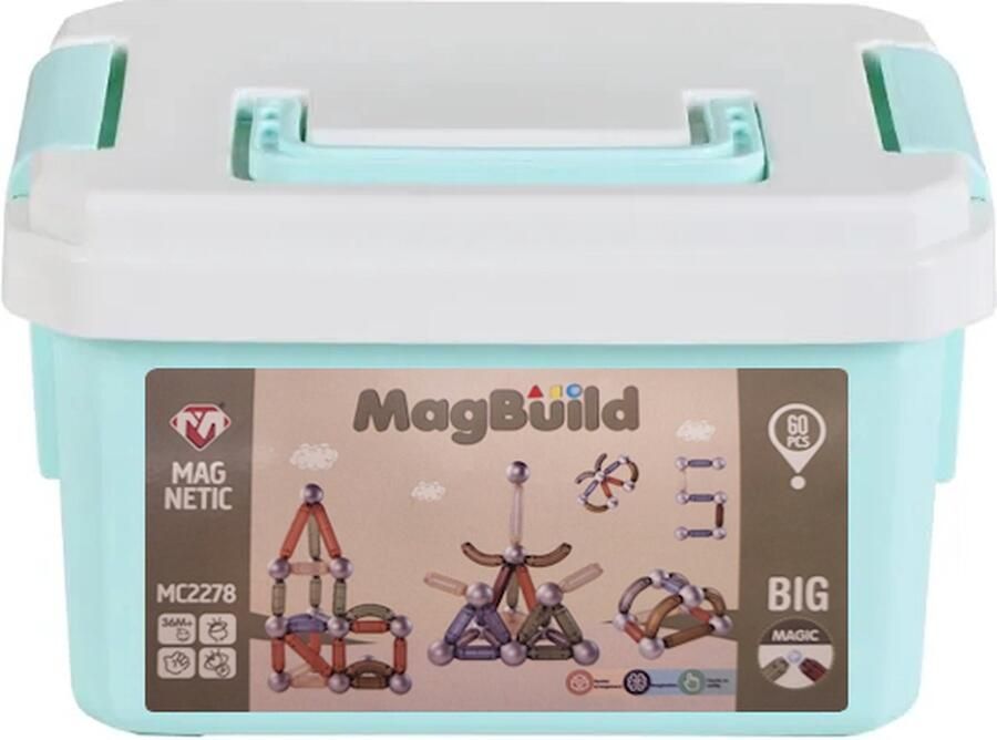 AnyPrice MagBuild Kist Magnetisch Speelgoed 60 bouwblokken Magnetische Bouwstenen Voor Kinderen