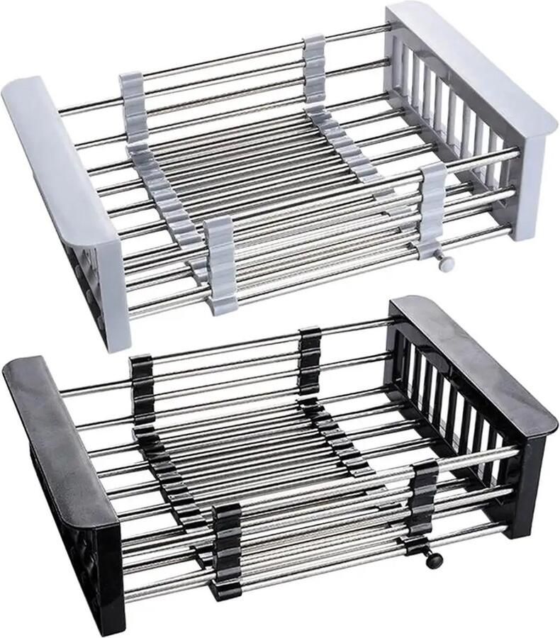 AnyPrice Multifuntionele Intrekbaar RVS Keuken Afvoer Rek Praktisch Gootsteenrek voor Servies Schotels en Eetstokjes Ruimtebesparend en Duurzaam Opbergrek Multifunctional Drain Rack