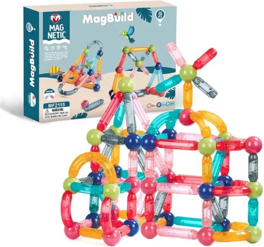 AnyPrice MagBuild Magnetisch Speelgoed Magnetische Bouwstenen 66 Bouwblokken Voor Kinderen Staafjes en ballen