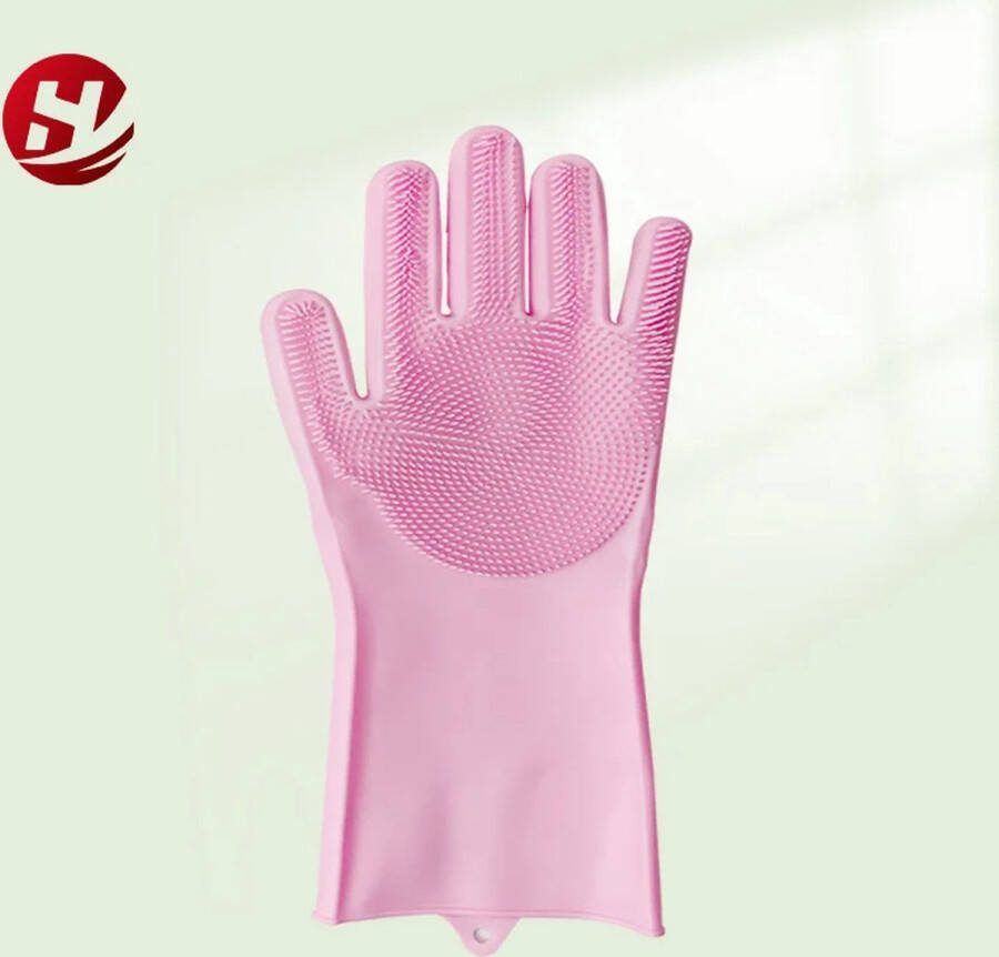 AnyPrice Siliconen Schoonmaak Handschoenen met Ingebouwde Borstels Siliconen Afwashandschoenen Schoonmaakhandschoenen Multifunctionele Poetshandschoenen 1 Paar