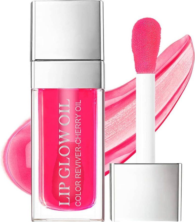 AOOWU Plumping Lip Oil Getinte Kersenrood Hydraterende Lip Oil Langdurige Voedende Lip Hydraterende Lipgloss Tint Lipstick voor Vrouwen Glitter Shine Liquid Lipstick Lip Glaze Makeup Cosmetic