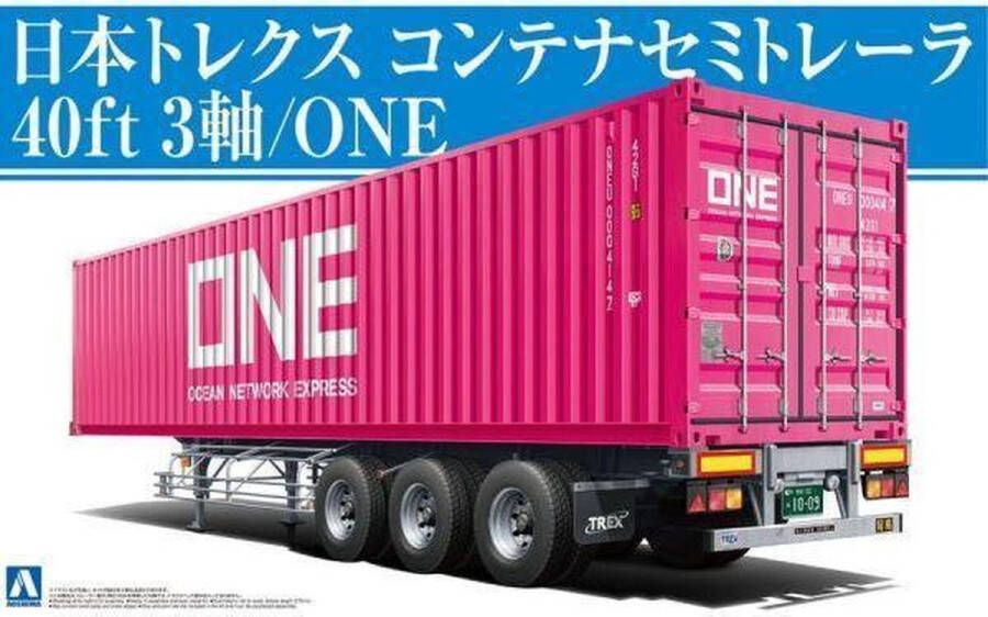 Aoshima 1:32 05584 Nippon Trex Trailer w Container Ocean Network Express (ONE) Plastic Modelbouwpakket