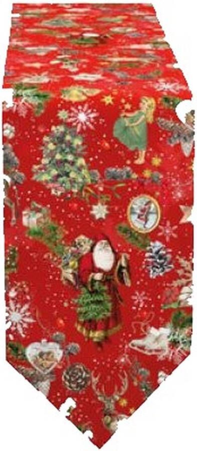 Apelt Kerst Tafelloper Kerstman Christmas rood 175 x 32 cm 100% katoen