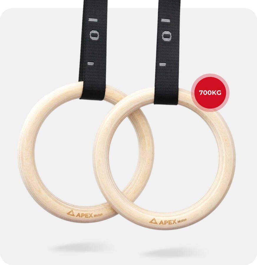 APEX Motion Houten Gym Ringen tot 700KG Turnringen Gymnastique (FIG) 28mm Houten Gymnastiekringen voor Fitness Crossfit & Calisthenics Gymnastic Rings