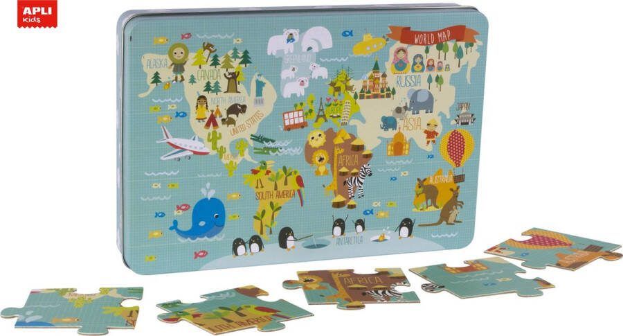 Apli Kids Kinderpuzzel Apli Mapamundi 24 Onderdelen 48 x 32 cm