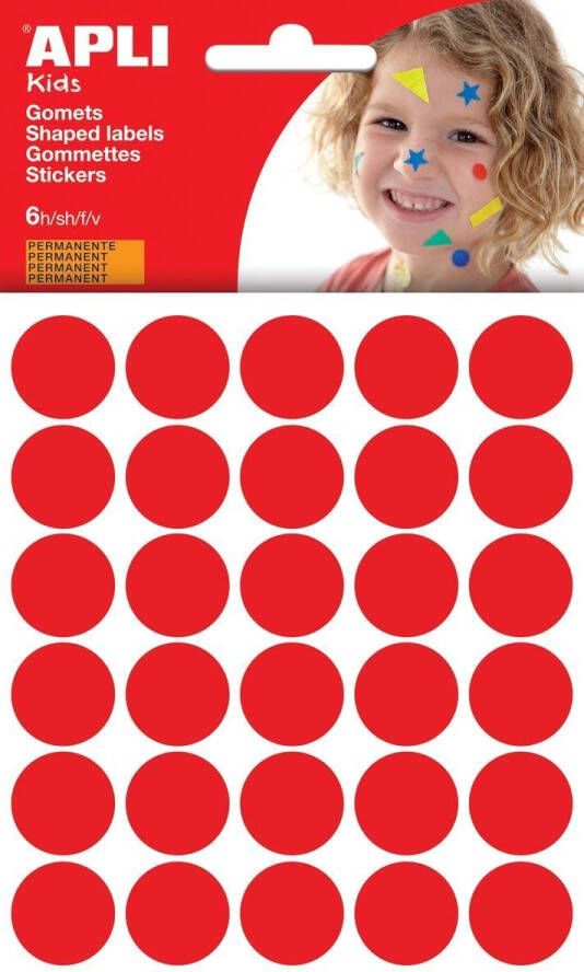 Apli Kids Apli Stickers cirkels rood diameter: 20 mm 180 stuks