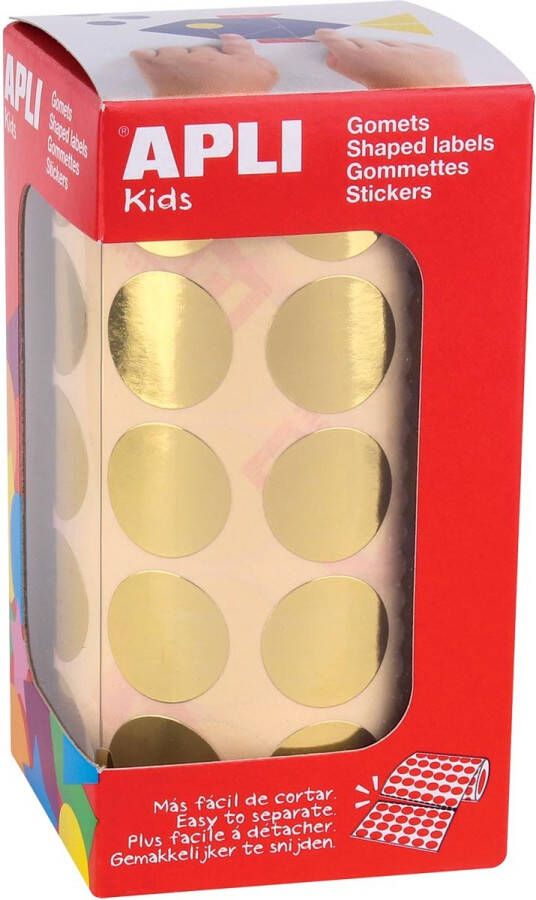 OfficeTown Apli Kids stickers op rol cirkel diameter 20 mm 1770 stuks metallic goud
