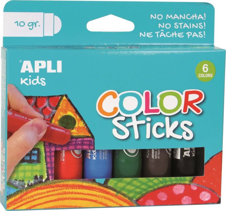 OfficeTown Apli Kids plakkaatverf Color sticks blister met 6 stuks