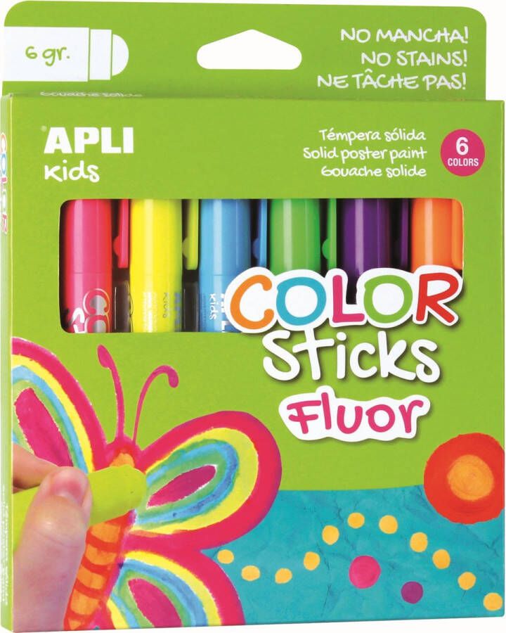 Apli Kids color sticks fluor blister met 6 stuks