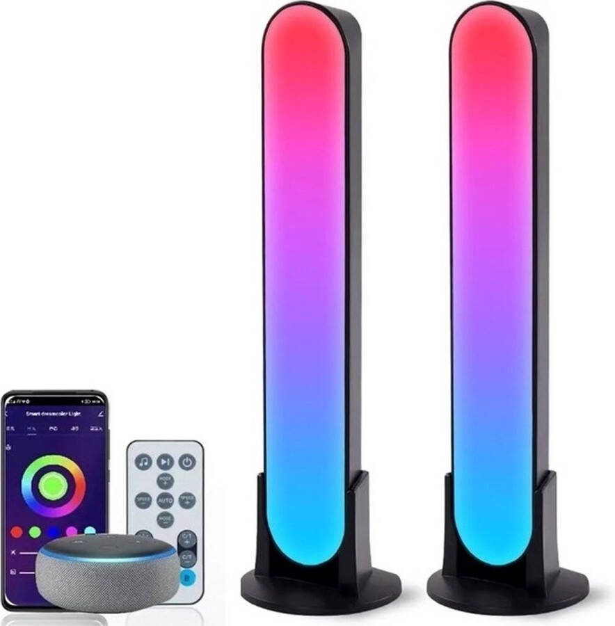 APO Electronics Smart RGB LED Sfeer Verlichting 2 Stuks Light Bar Lamp Met App Control Ambilight TV Bureau Lamp