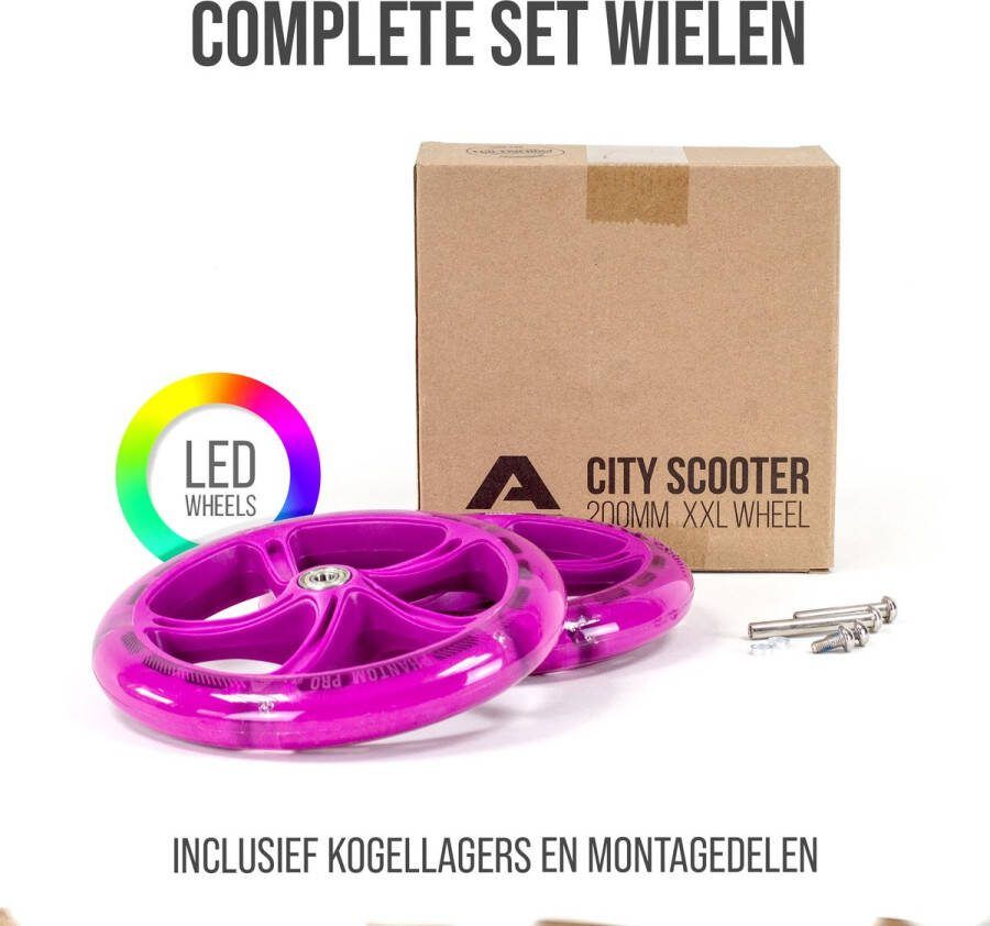 Apollo City Scooter 200mm Vervangende LED wielenset Pro Wheels met ABEC 7 kogellagers vervangende wielen voor step passend voor City-Scooter