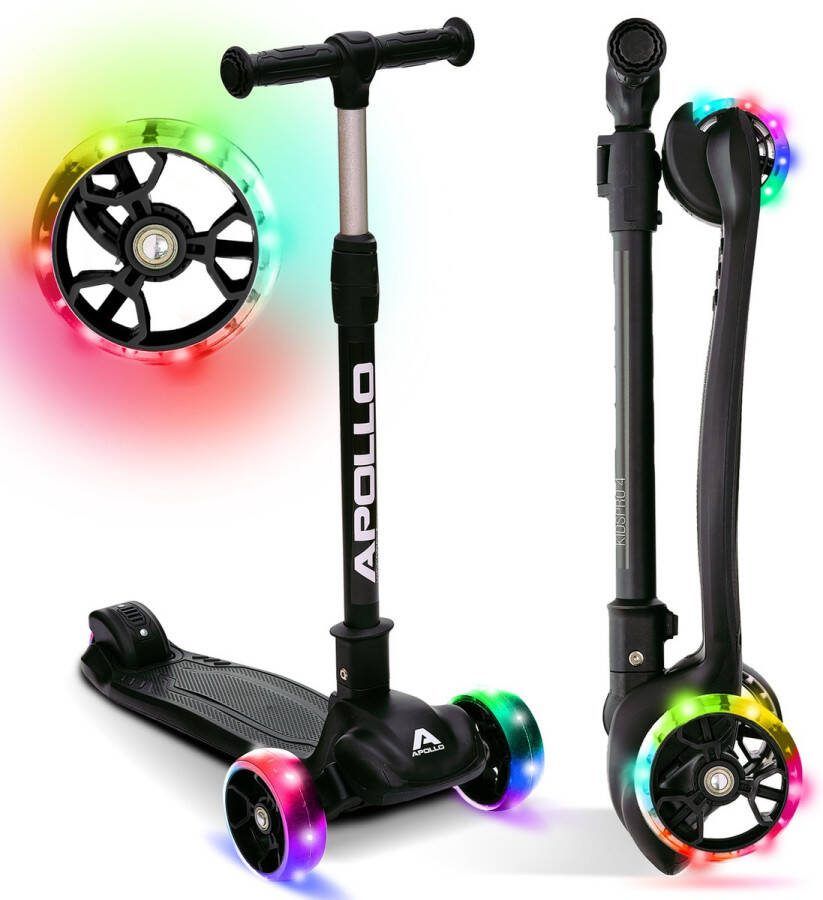 Apollo KidsPro 4 Kinderstep Opvouwbare Step in Hoogte Verstelbare Driewielige Step Led-scooter voor Kinderen vanaf 3 Jaar Led-Wielen voor Jongens en Meisjes