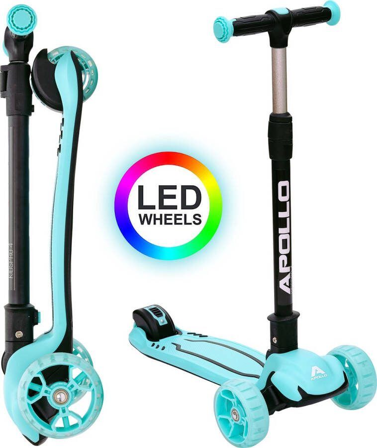 Apollo KidsPro 4 Kinderstep Opvouwbare Step in Hoogte Verstelbare Driewielige Step Led-scooter voor Kinderen vanaf 3 Jaar Led-Wielen voor Jongens en Meisjes