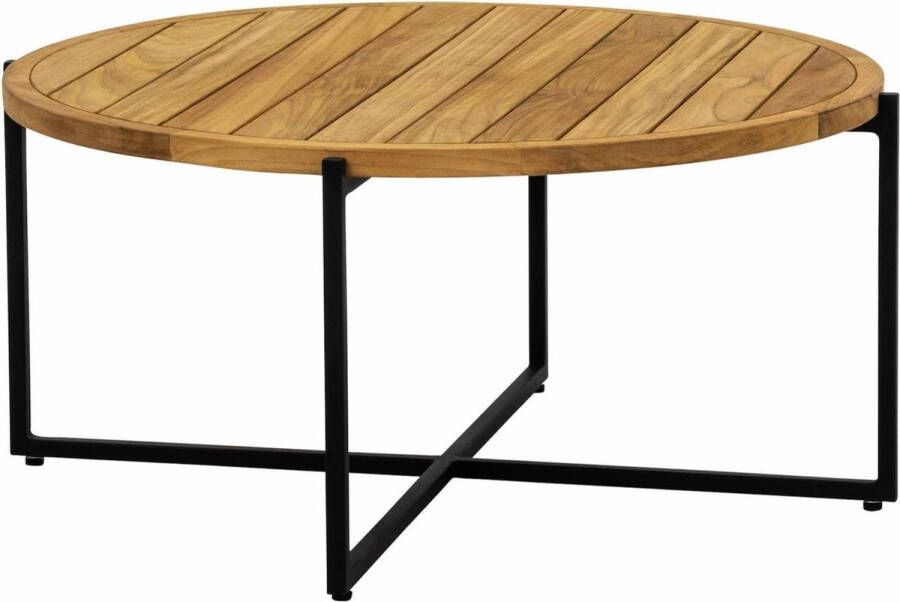 Apple Bee Condor coffee table dia. 94x44 base aluminium Black top SVLK teak Natural