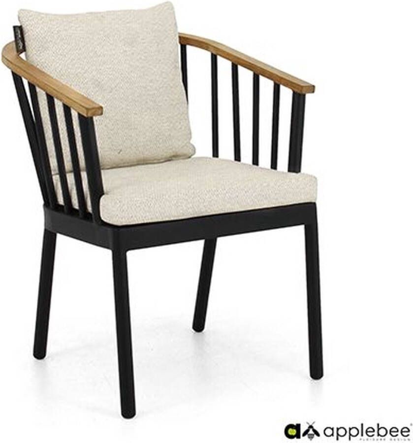 Apple Bee Condor dining armchair 60 alu Black SVLK teak arm Natural Bee Wett seat+