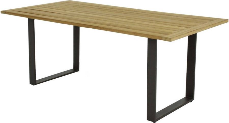 Applebee Condor dining table 190x90x75 top SVLK teak Natural base aluminium Black