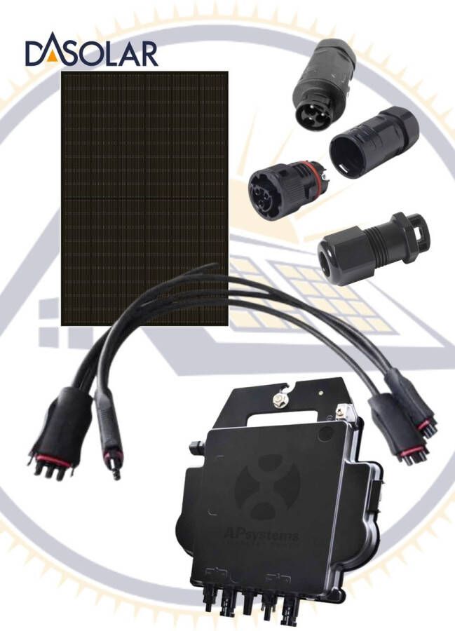 APsystems Plug & play 850WP zonnepanelen set Full black Glas-Glas 425WP DAS panelen + micro-omvormer en kabels zonnepanelen omvormer