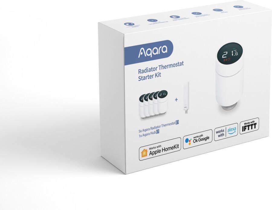 AQara Radiator Thermostaat E1 Starter Kit Werkt met HomeKit Incl. Hub E1