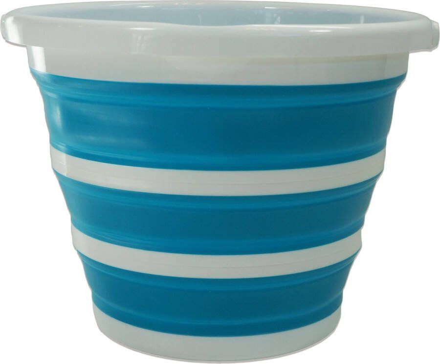 Aqua Laser opvouwbare emmer van 10 liter opvouwbaar wit met blauw of wit met groen