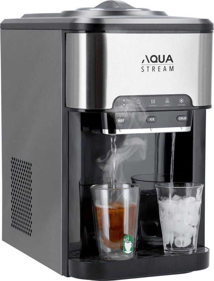 AQUA STREAM 3 in 1 waterdispenser: ijsblokjesmachine heetwaterdispenser en waterkoeler 20kg 24h