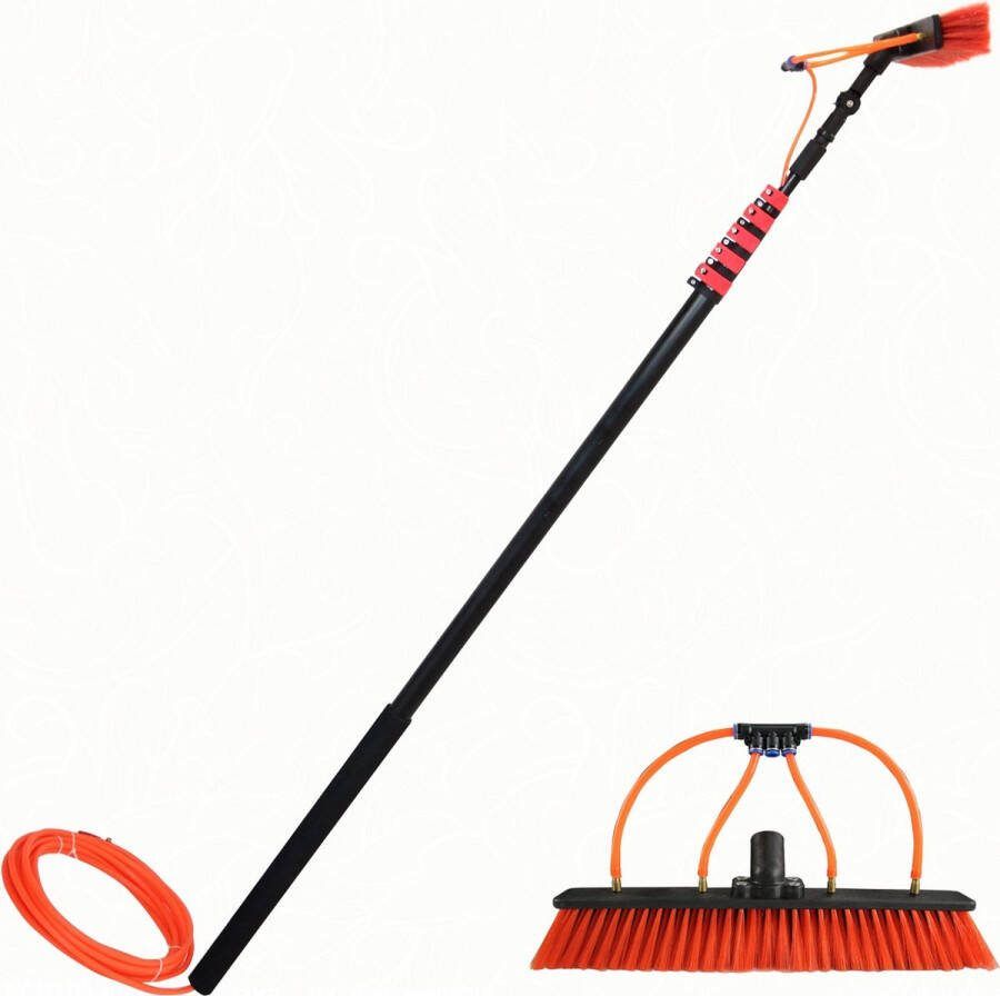 Aqua2Go Telescoopsteel 10 6 meter Lichtgewicht aluminium 40 cm. borstel Ramenwasser Ramen wassen Zonnepanelen Zonnepaneelwasser