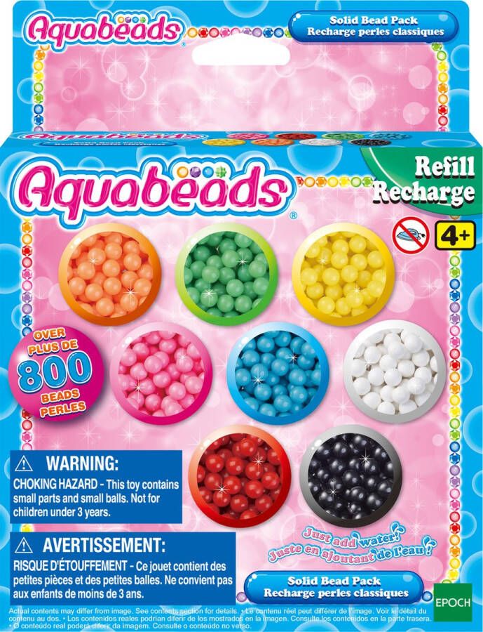 Aquabeads navulling parelpakket 800 parels- 8 kleuren