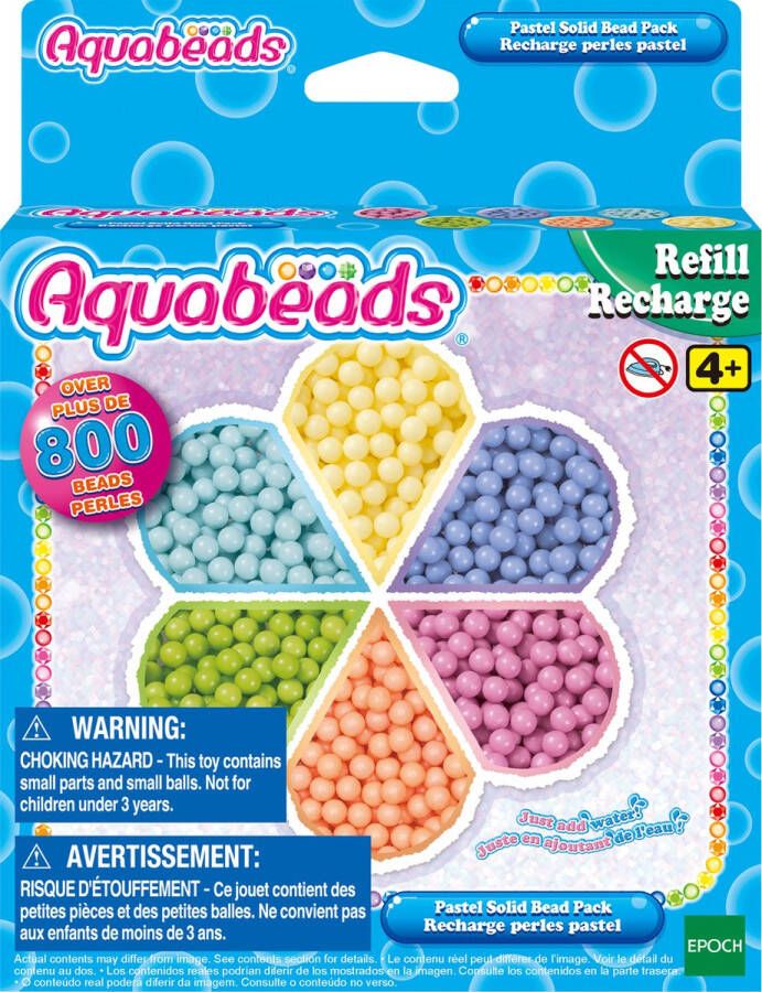 Aquabeads navulling Pastelparelpakket- 800 pastelparels in 6 kleuren