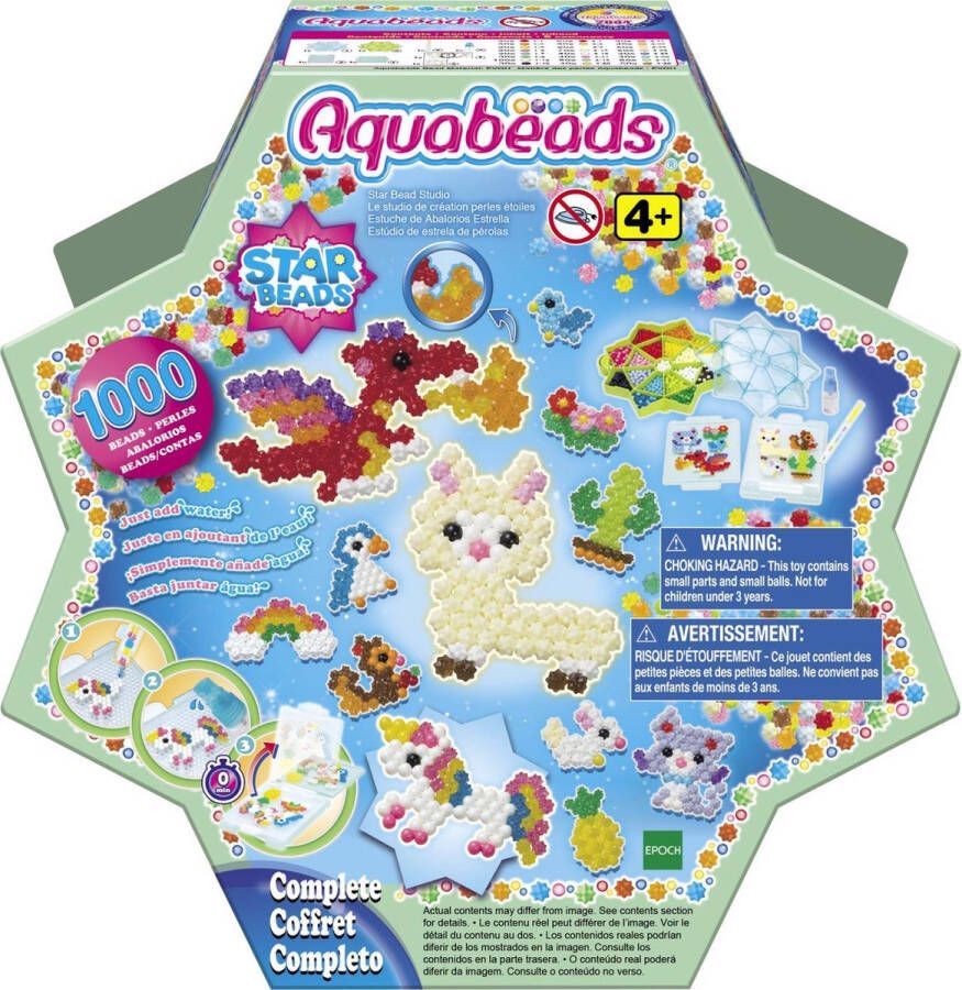 Aquabeads sterrenparels studio- complete set- 1000 parels- fliptray- sproeier- opbergbox- parelpen- 12 creaties te maken