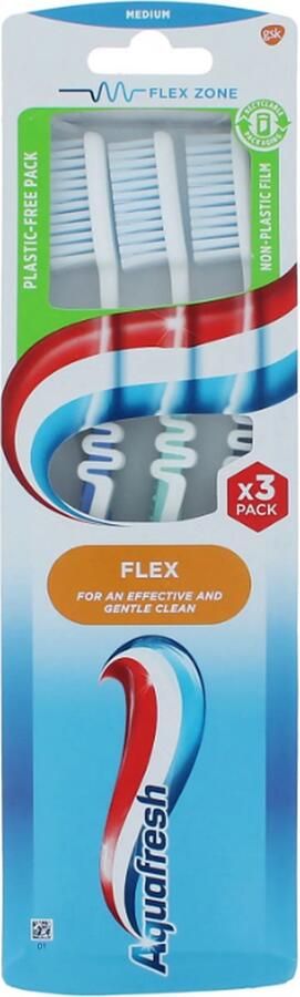 Aquafresh Flex Zone 3 Pack Tandenborstel Medium