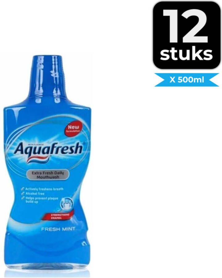Aquafresh Mondwater Fresh Mint 500 ml Voordeelverpakking 12 stuks