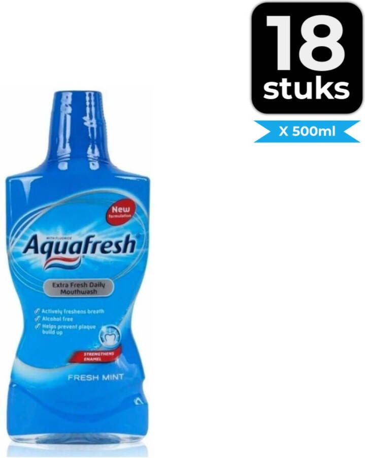 Aquafresh Mondwater Fresh Mint 500 ml Voordeelverpakking 18 stuks