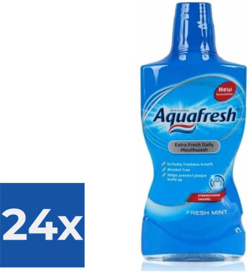 Aquafresh Mondwater Fresh Mint 500 ml Voordeelverpakking 24 stuks