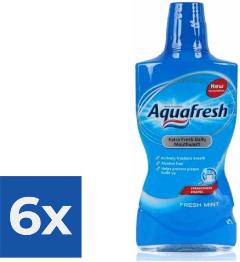 Aquafresh Mondwater Fresh Mint 500 ml Voordeelverpakking 6 stuks