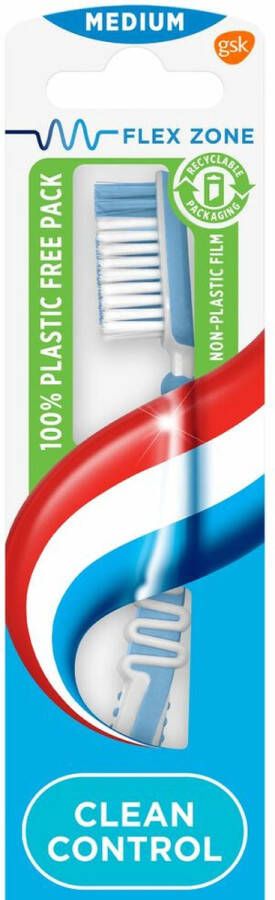 Aquafresh Clean Control Tandenborstel Medium in 100% plasticvrije verpakking