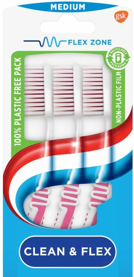 Aquafresh Tandenborstel Clean & Flex Medium 3 stuks