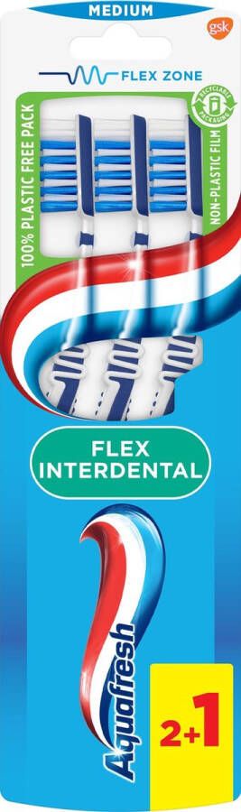 Aquafresh Flex Interdental Tandenborstel Medium 2+1 gratis in 100% plasticvrije verpakking