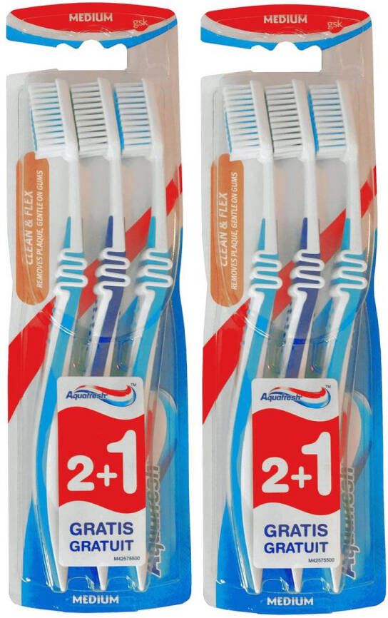 Aquafresh Tandenborstels Clean & Flex Medium 6 Stuks