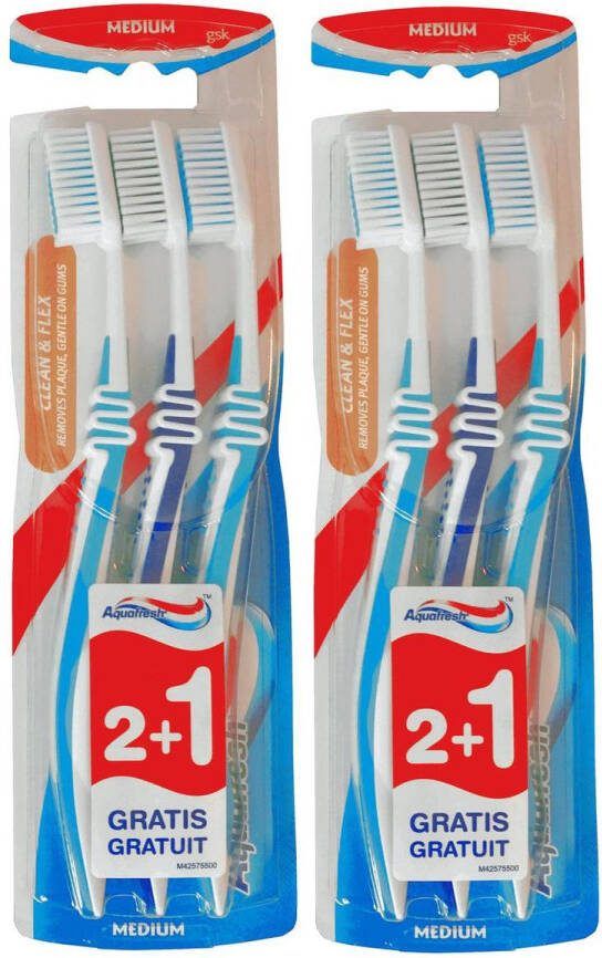 Aquafresh Tandenborstels Clean & Flex Medium 6 Stuks