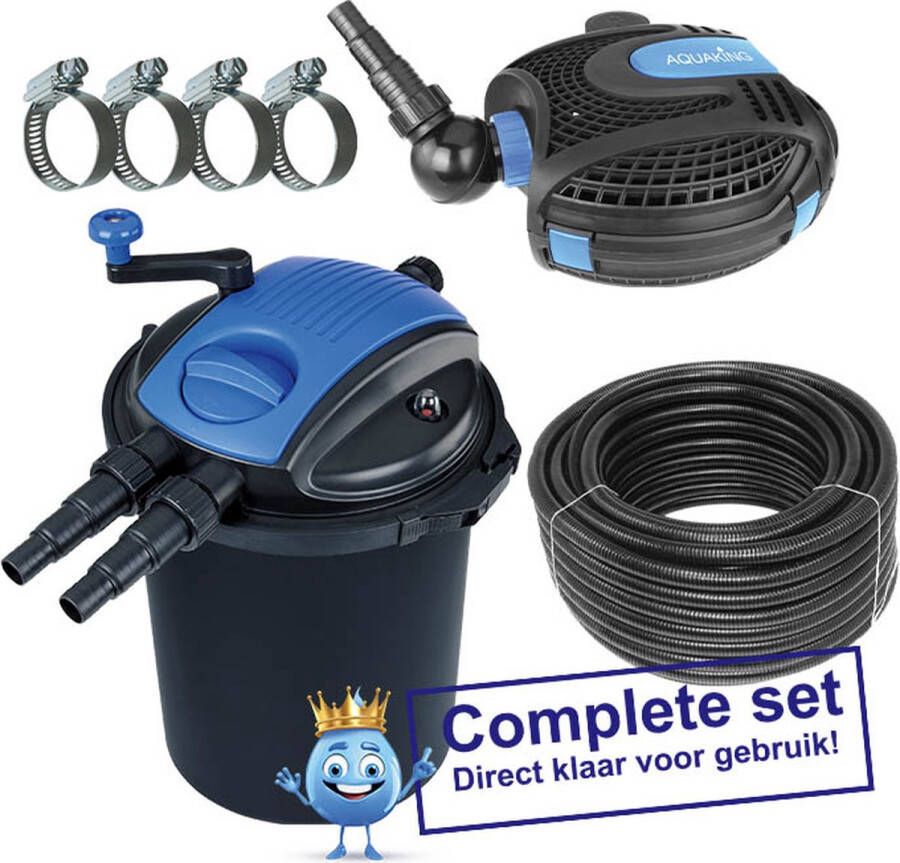 Aquaking Drukfilter PF² 30 NG Complete Set met Pomp Drukfilter UV Lamp Vijverpomp Filter Vijver Pomp Vijverfilter UV Lamp Vijver Vijverpomp voor in Vijver Elektrische Pomp Algenbestrijding Vijverfilter Complete Set