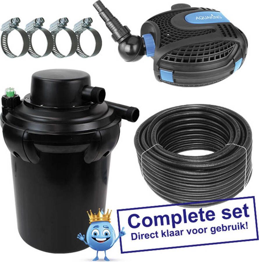 Aquaking Drukfilter PF² 10 NG Complete Set met Pomp Drukfilter UV Lamp Vijverpomp Filter Vijver Pomp Vijverfilter UV Lamp Vijver Vijverpomp voor in Vijver Elektrische Pomp Algenbestrijding Vijverfilter Complete Set
