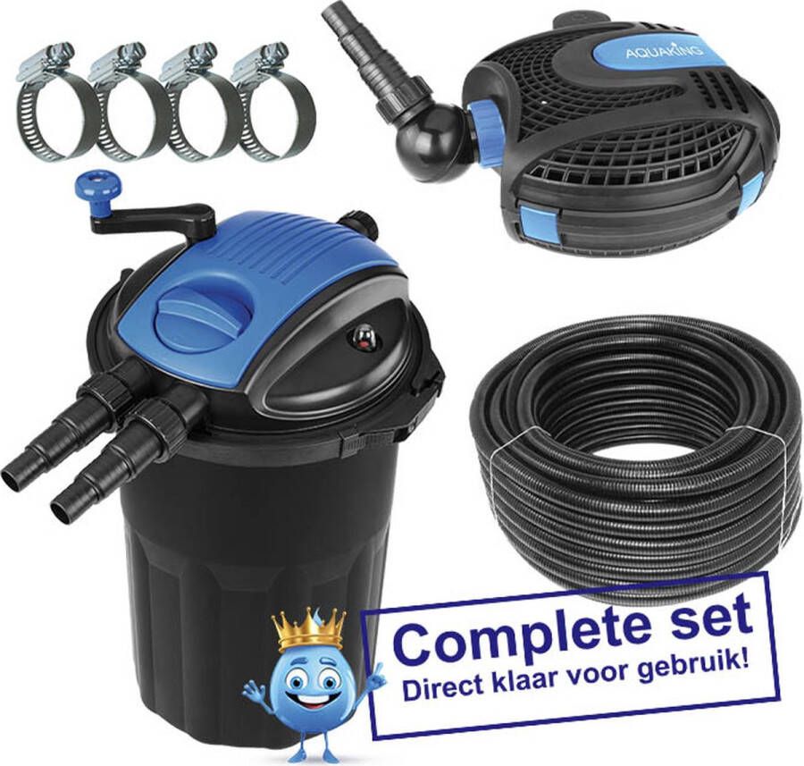 Aquaking Drukfilter PF² 60 NG Complete Set met Pomp Drukfilter UV Lamp Vijverpomp Filter Vijver Pomp Vijverfilter UV Lamp Vijver Vijverpomp voor in Vijver Elektrische Pomp Algenbestrijding Vijverfilter Complete Set