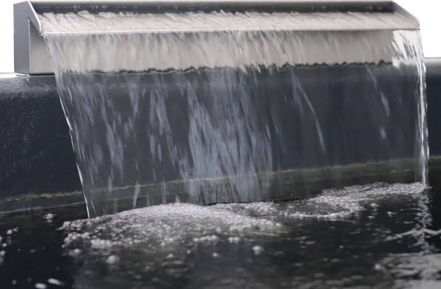 Aquaking RVS Waterval 100 cm complete set met pomp moderne waterpartij roestvrijstaal industrieel tuindecoratie watervallen