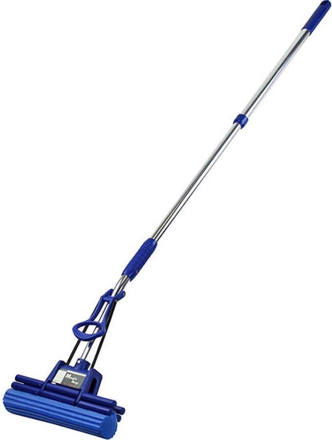 Aquascopic Magic Mop vloerwisser Dweilsysteem zonder wringen Inclusief telescoopsteel 150 cm Blauw