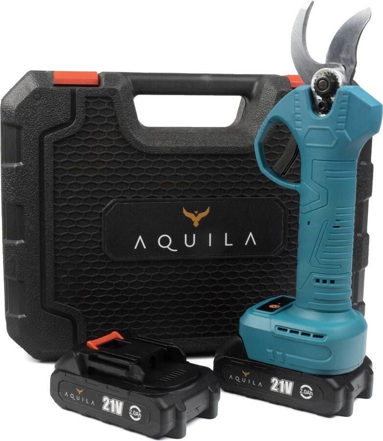 Aquila Elektrische Snoeischaar met 2x 2000 mAh Accu Electrische Takkenschaar tot 32mm Snijdiameter Tuinschaar & Snoeizaag Haagschaar Incl Koffer