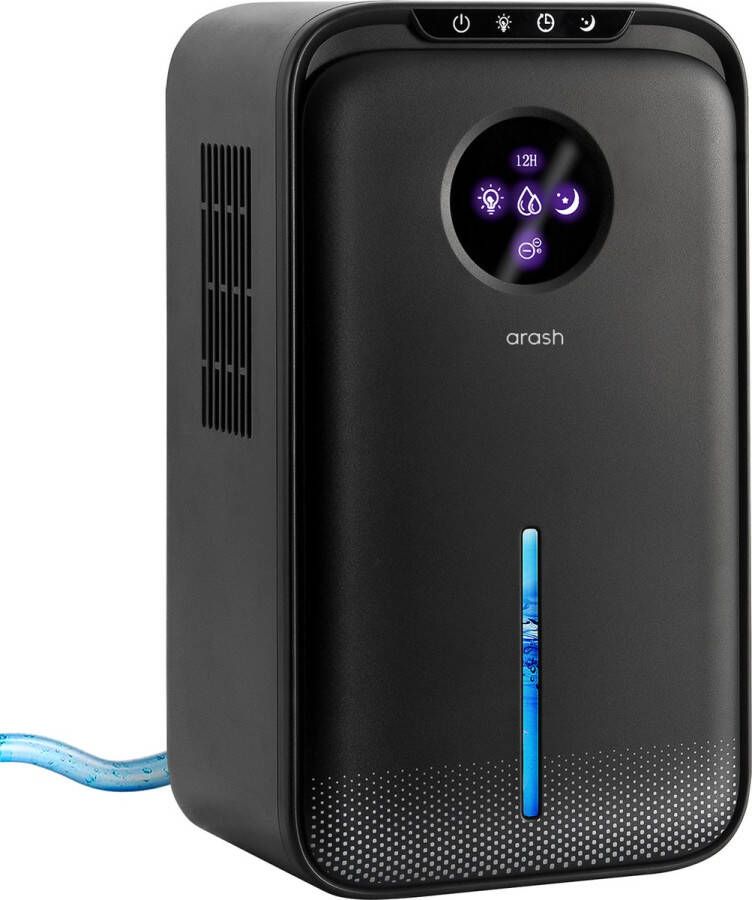 Arash Luchtontvochtiger Ontvochtigd 1200ML Per Dag Extreem Stil- 2-in-1 Luchtreiniger Dehumidifier Slaapkamer Badkamer Huis Coloured LED Zwart